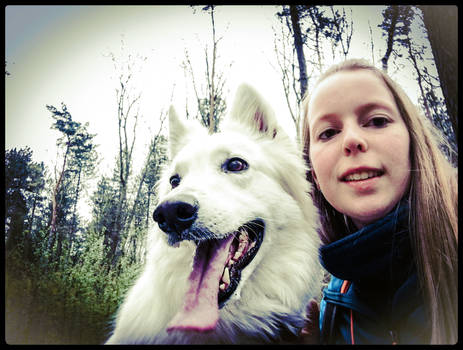 Me and my lovely dog in the forest I