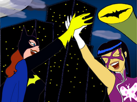 Batgirl and Geisha The Daring Duo High Five