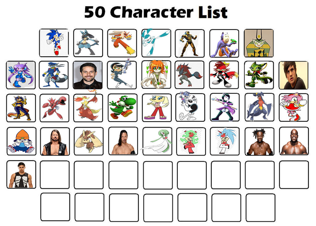 Favorite 50 Character List Template By william by XxwilliamrexX on Favorite 50 Character List Template By william by XxwilliamrexX on