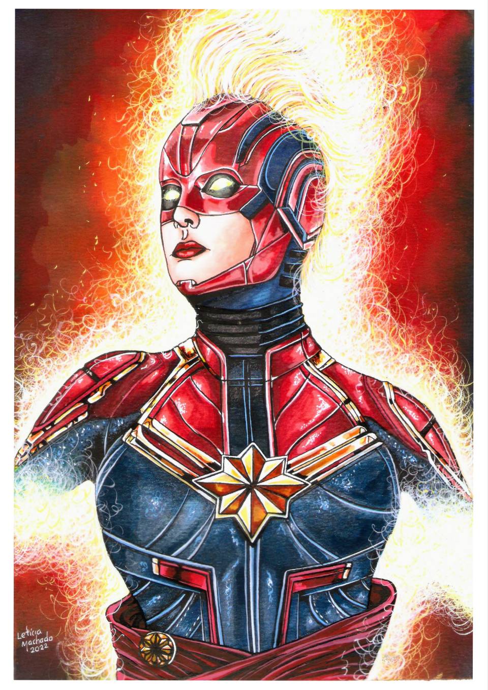 captain marvel original art by Leticiamach on DeviantArt