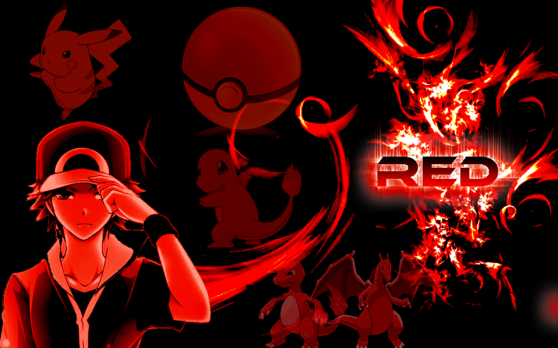 Trainer Red Flat Color Pokémon Wallpaper (making a series of them