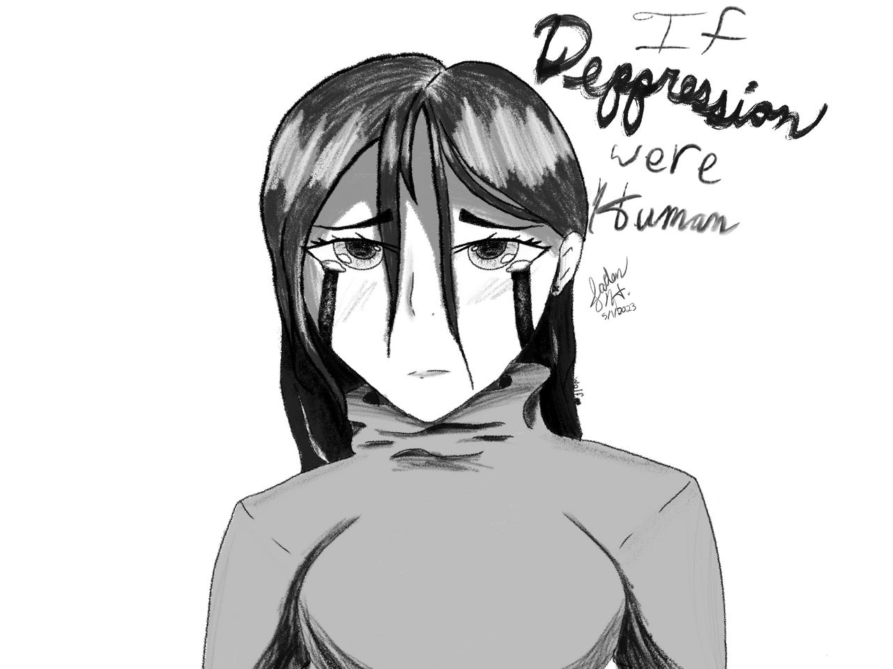 Drawing Depression as a Human by WolfPupAtHeart on DeviantArt