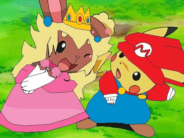 Buneary And Pikachu As Princess Peach And Mario By Brennacollins On