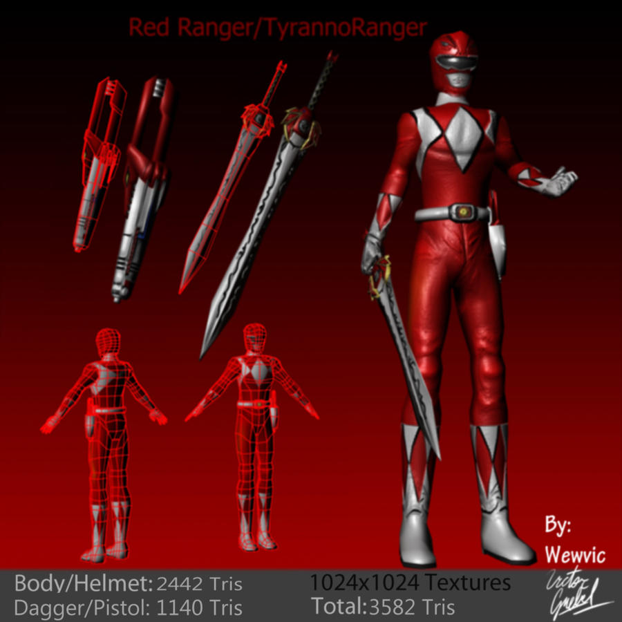 Red Ranger/TyrannoRanger 3D Model by Wewvic on DeviantArt