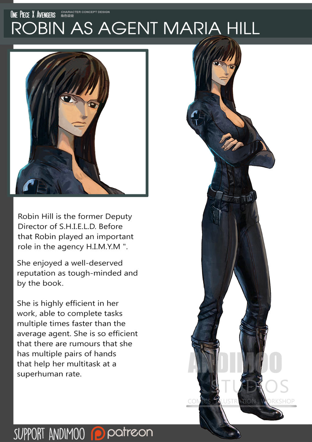 One Piece Avenger Robin As Agent Maria Hill By Andimoo On Deviantart
