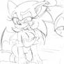 Rouge plays with Sapphire Sonic's ears