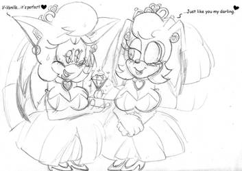 SapphireSonic and Vanilla Wedding dresses and ring