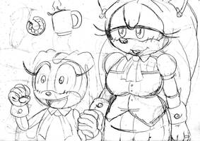 Lady Sonic and Cream Doughnuts and Coffee