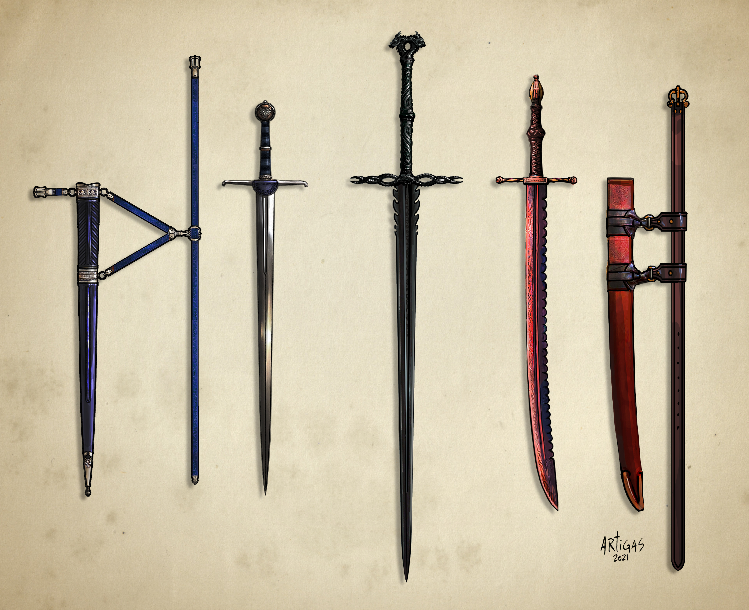 Rugged Swords by ZitzabisColors on DeviantArt