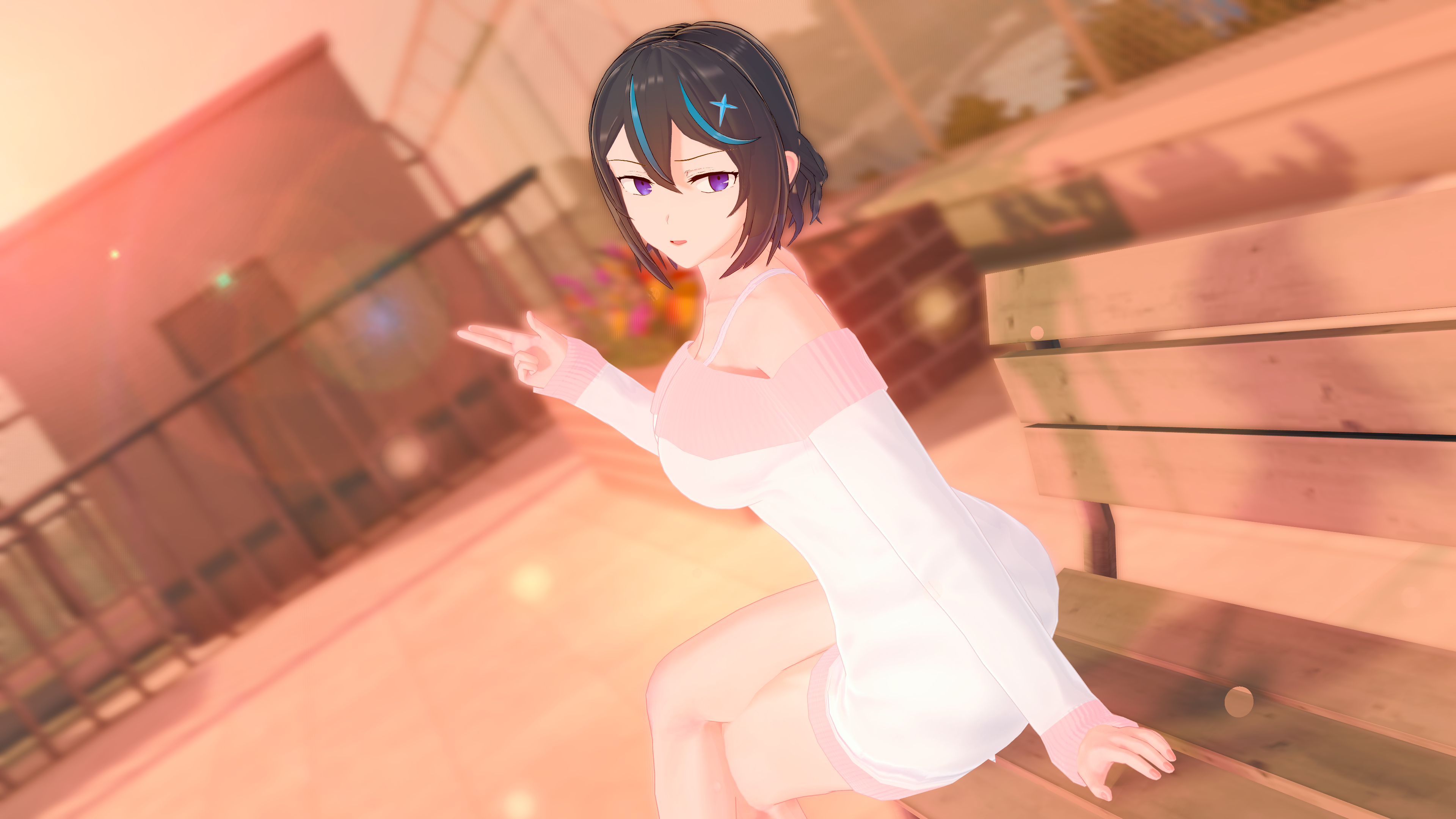 Koikatsu blue princess on casual clothes