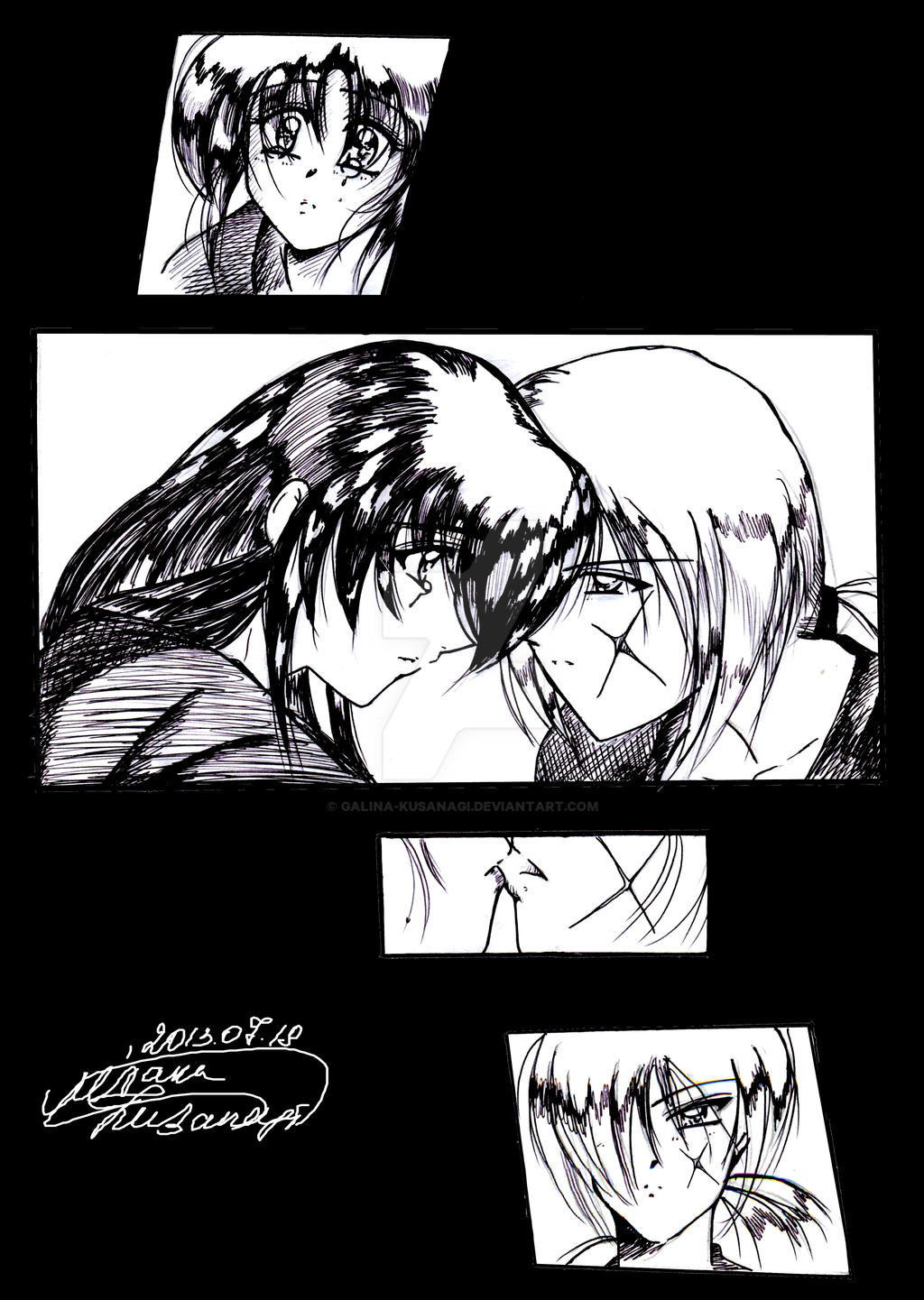 Kenshin and Kaoru kiss