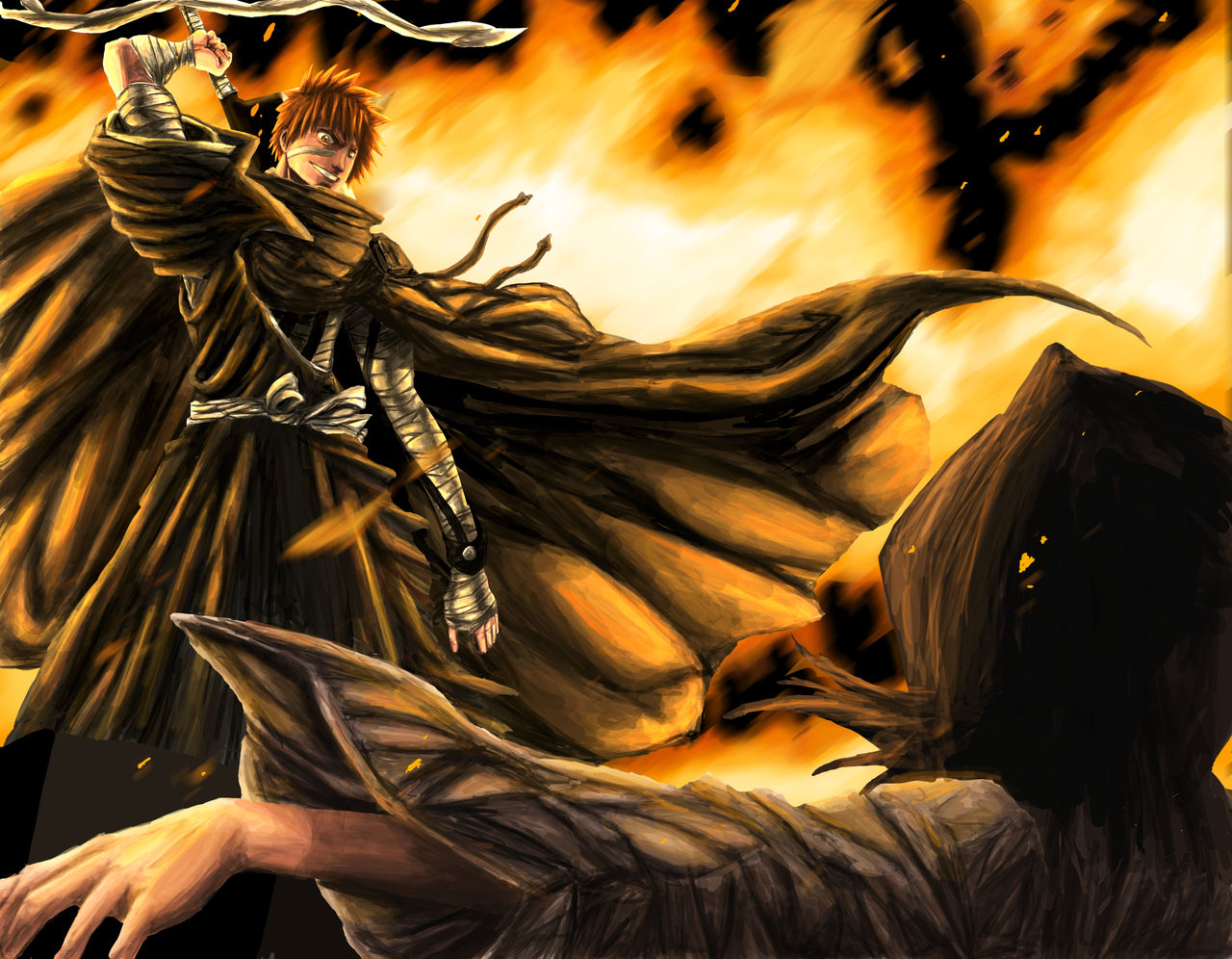 Bleach- Ichigo saves Rukia by Toonzy on DeviantArt
