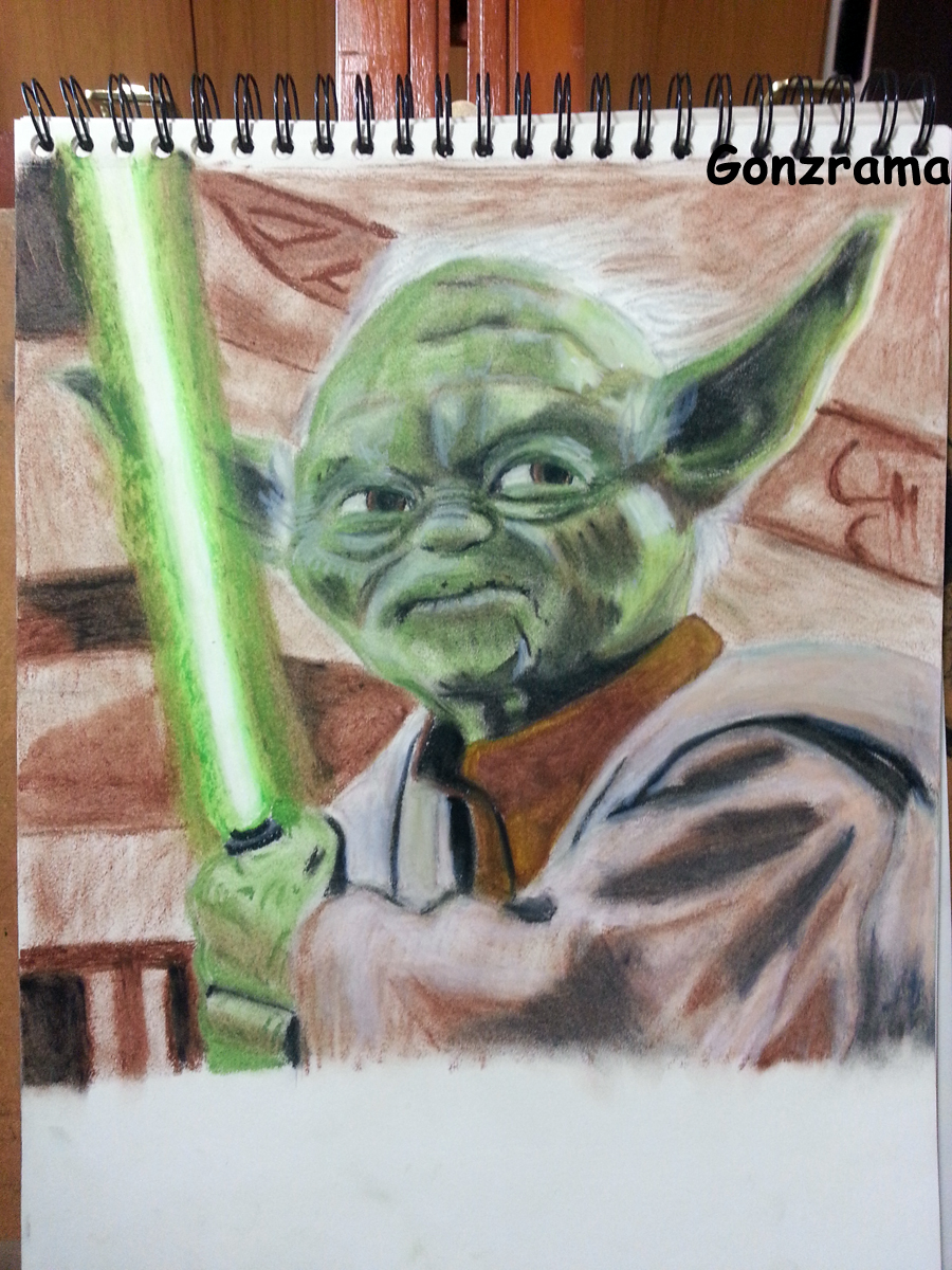 Yoda in Oil pastel