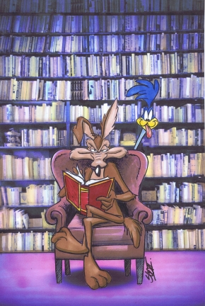 Wile E Coyote at the library