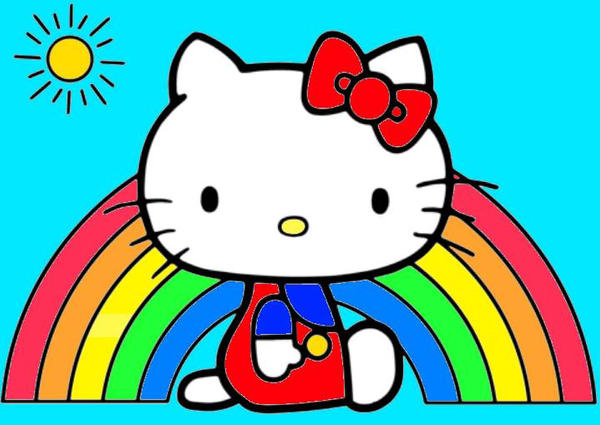 Hello Kitty with a rainbow by Bjnix248 on DeviantArt