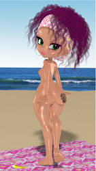 Chibi Lisette at the beach by Chronophontes