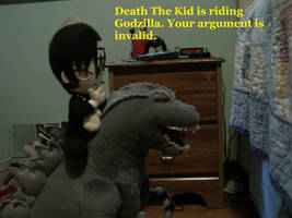 Kid Riding Godzilla