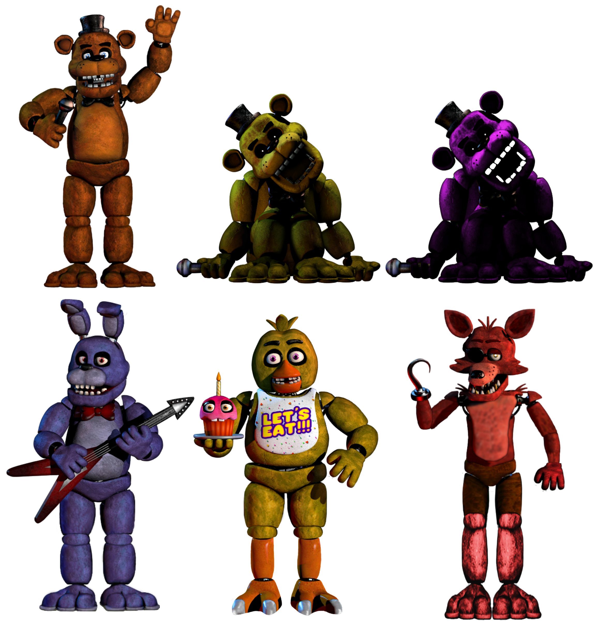 Fixed FNaF1 Animatronics by GameIAN361 on DeviantArt