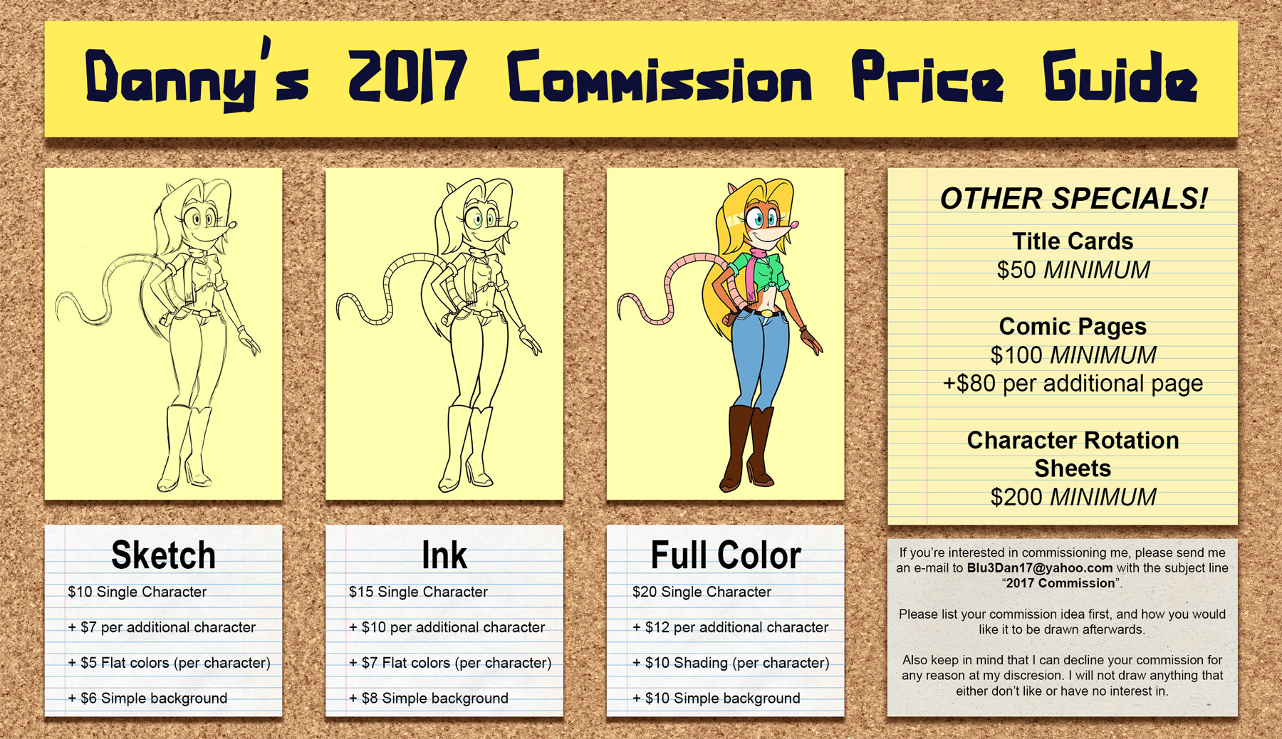 Danny's 2017 Commission Price Chart (37/38 DONE!)