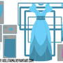 PB layered blue dress cosplay design draft