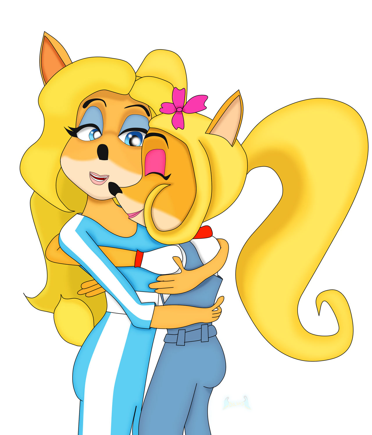Isabella Bandicoot Giving A Motherly Hug To Coco By Clarabangel On