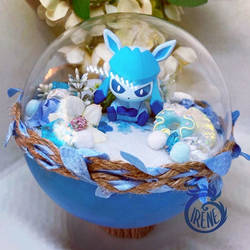 Pokemon Terrarium - Glaceon, blue flower cupcake