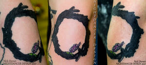 Inverted Circle Thinking Cover Art Tattoo (elbow)