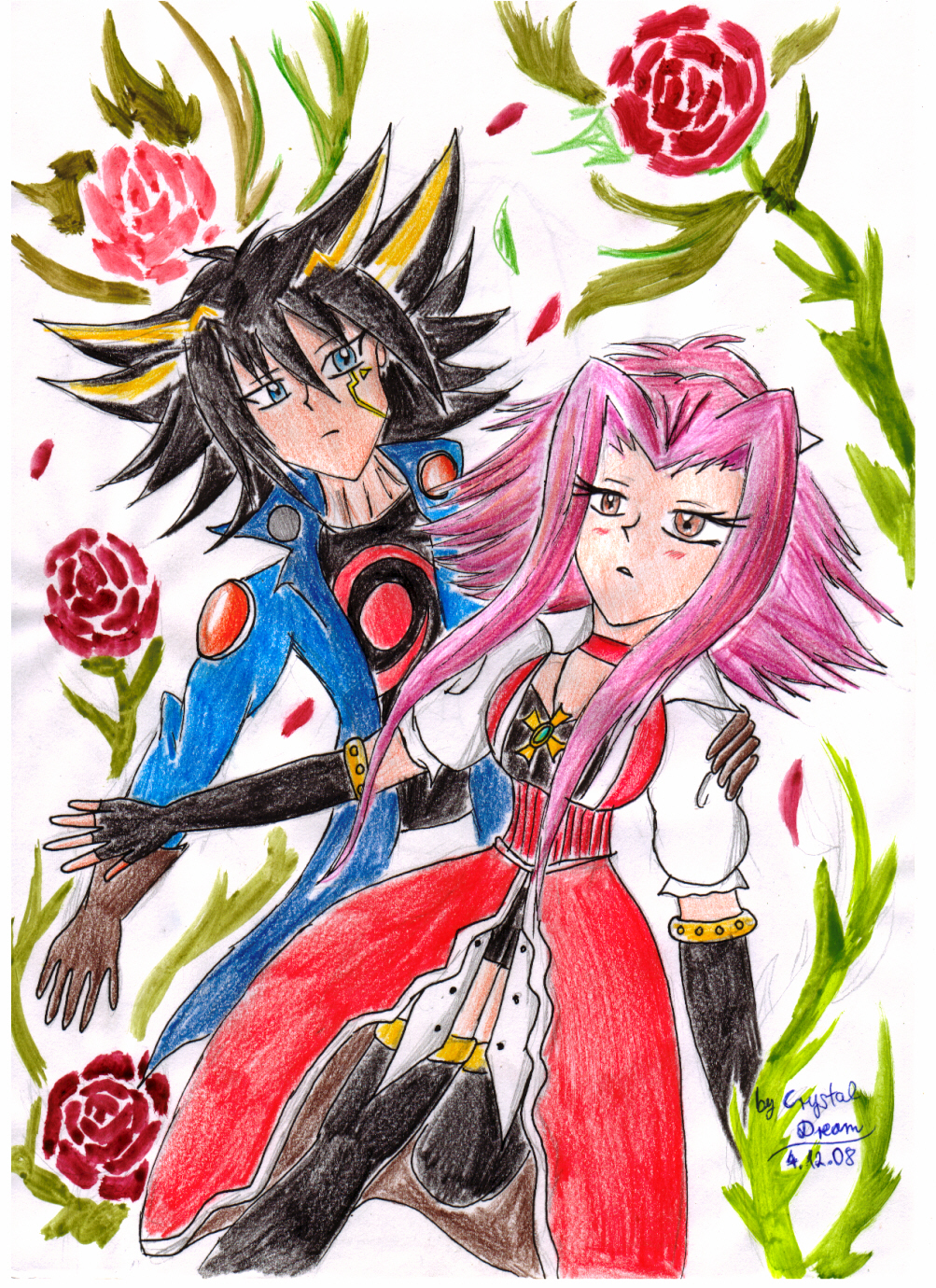 Yusei and Aki in roses