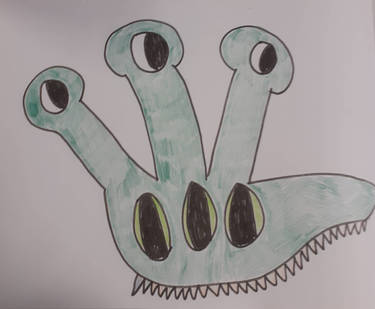 Three eyed alien creature.