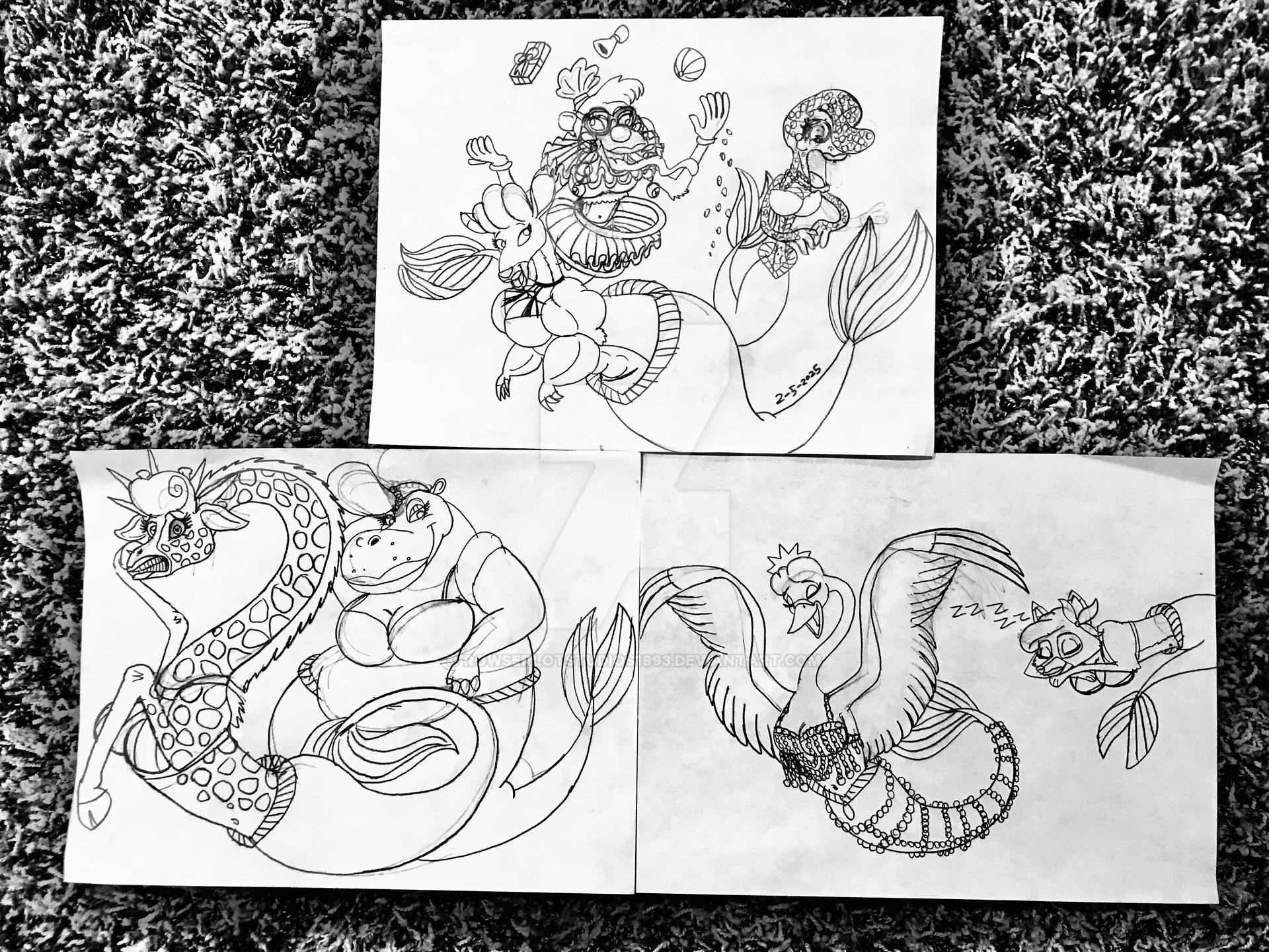 Ariel and her sisters as Mer-animals by RowserlotStudios1993 on DeviantArt