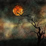 Blood Moon, Spooky landscape painting 