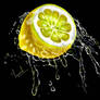 Slice of lemon with a splash of water