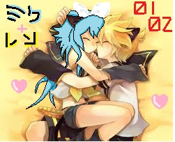 MikuxLen kitty hug ^__^