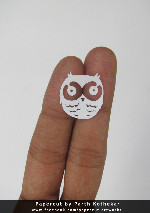 Miniature Papercut Owl #01