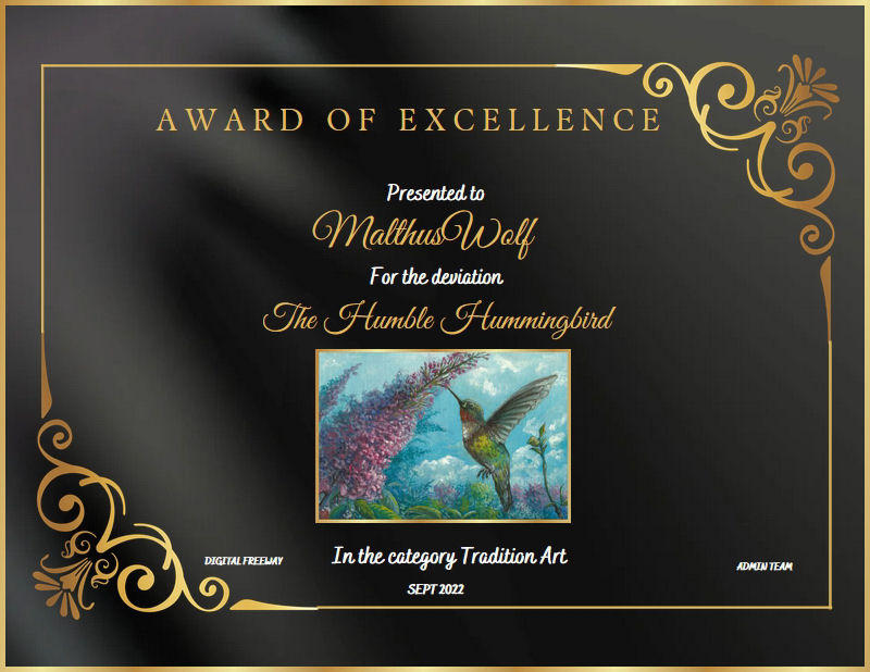 Award of Excellence MalthusWolf-Humble Hummingbird