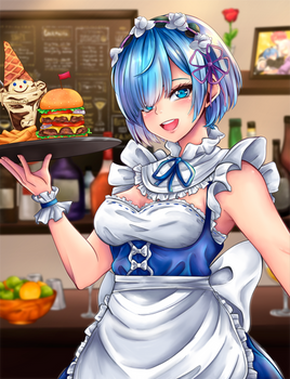 Rem as a Waitress