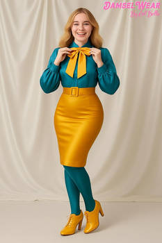 Delicate Damsel 9 Teal and Mustard Yellow 1