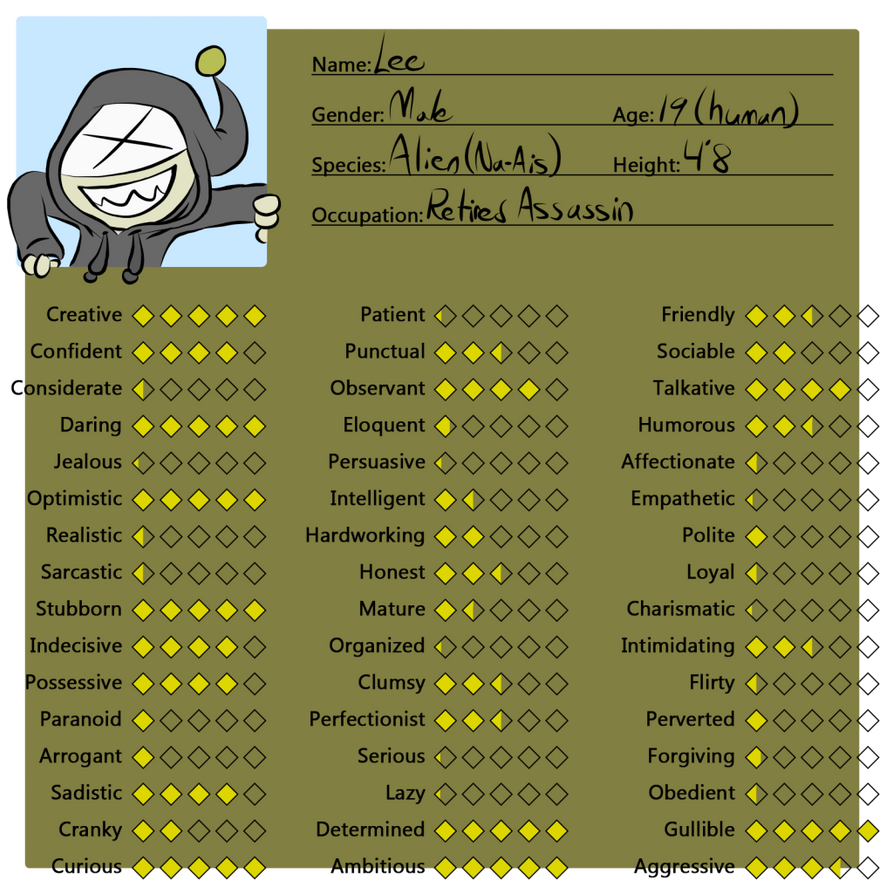 Lee OC Personality Template by KuffinsUniverse on DeviantArt
