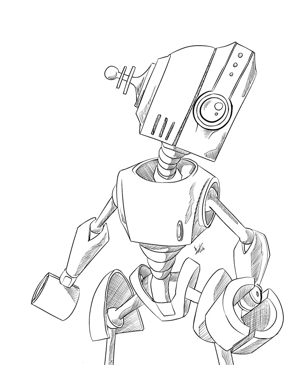 Little Bot - Line Art by Aruz01 on DeviantArt