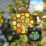 Honeybee Honeycomb Layered Glass Glow Pendant