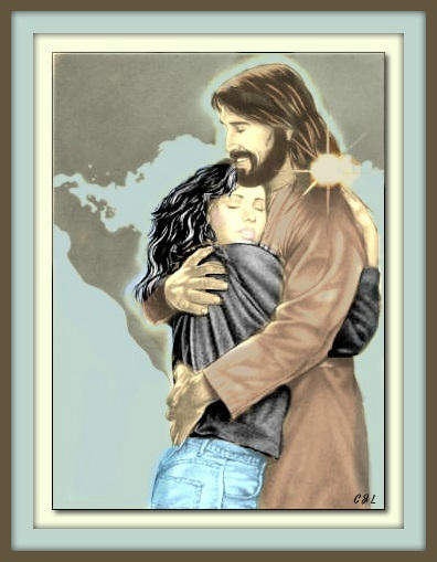 Jesus hug colorized framed by cjlutje on DeviantArt