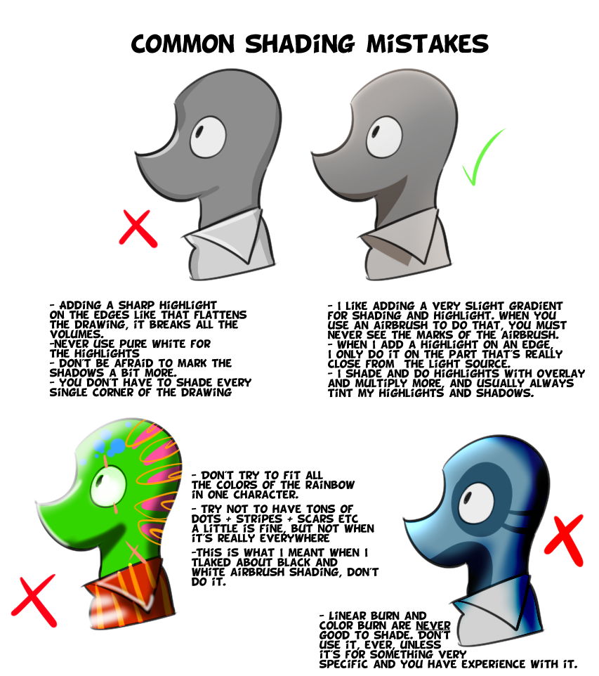 common shading mistakes