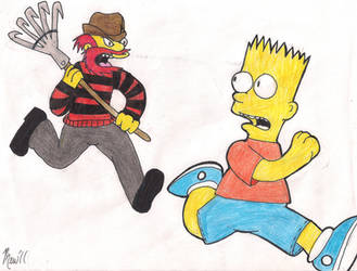 Groundskeeper Willie and Bart by Paranormalmoon