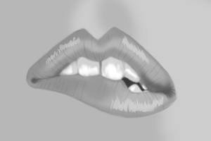 Lip Bite Grayscale