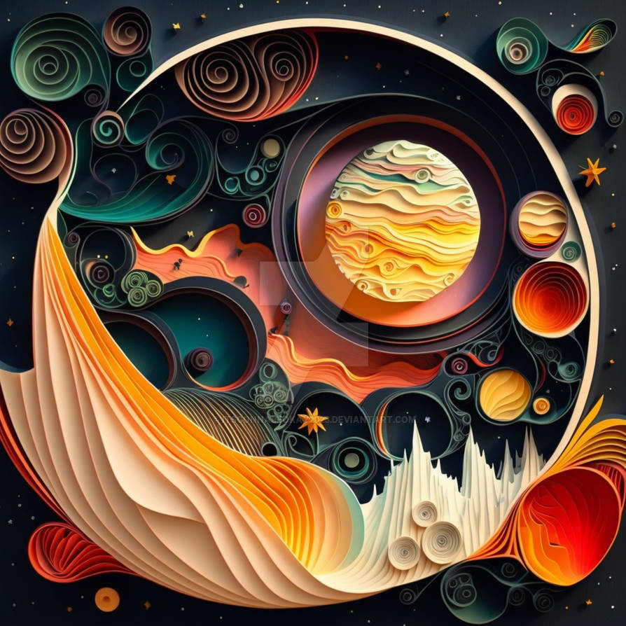 Desktop Quilling AI-generated Paper Quilling of The Starry Night by Itsgonnabeokay2023 ...