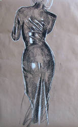 Back Dress, Vintage. Sketch
