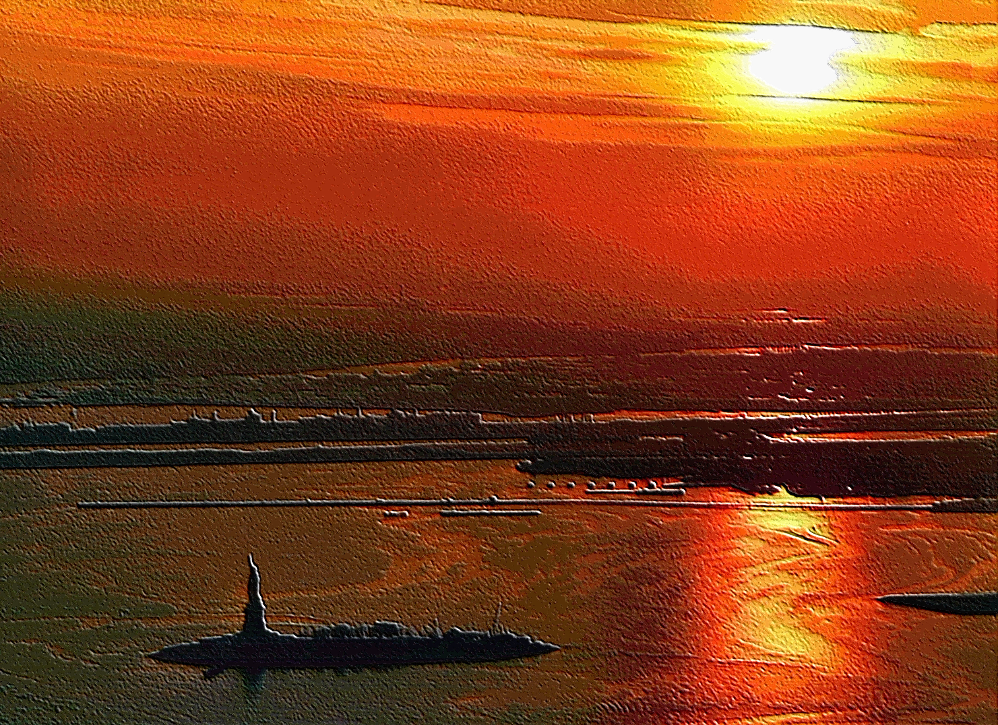 Sunset over Statue of Liberty