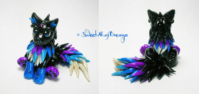 Black Blue and Purple Fantasy Wolf Pup