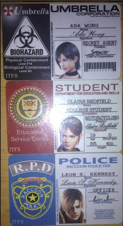 my resident evil IDs