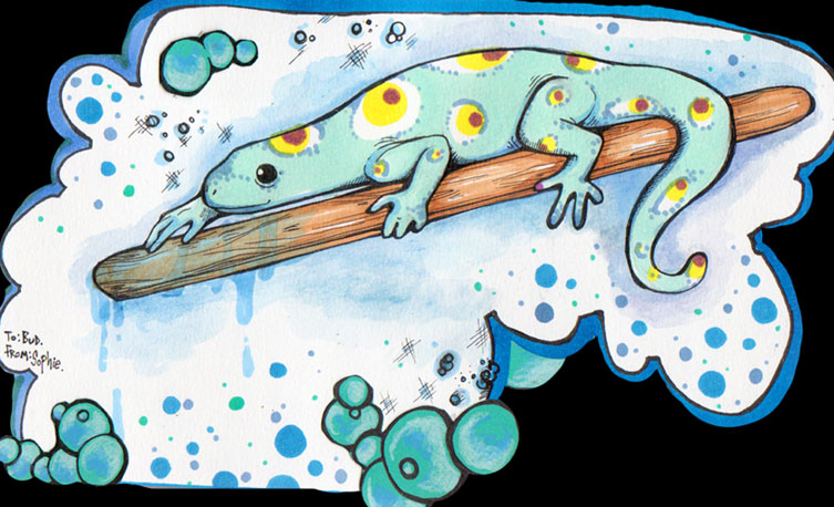 Blue Newt on a popsicle